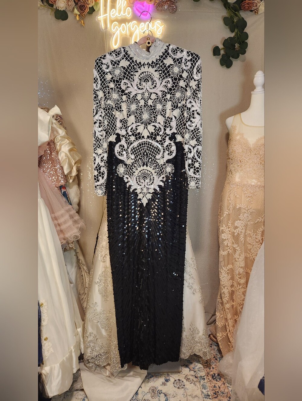 Vintage Naeem Khan For Lillie Rubin Riazee Nights Silk Embellished Evening Gown - Picture 6 of 14